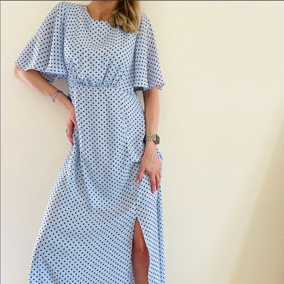 NWT Who What Wear Flutter-Sleeve Polka Dot Dress - Picture 3 of 7